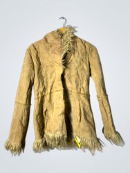 Tan Suede Faux Fur Trim Jacket