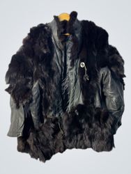Black Leather and Fur Jacket