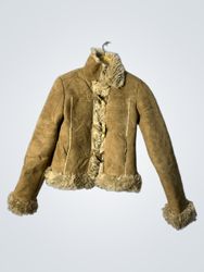 Brown Suede Jacket with Fur Trim