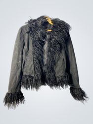Black jacket with fur trim