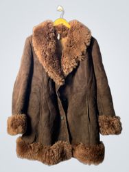 Brown Suede and Fur Coat