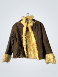 Brown Faux Fur Trimmed Jacket