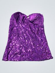 Purple Sequin Strapless Top