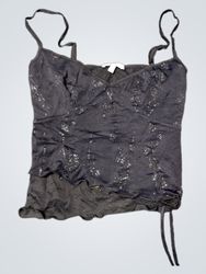 Black Tank Top with Glitter Detail