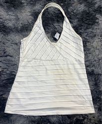 White Striped Halter Top