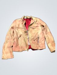 Brown Leather Jacket with Red Lining