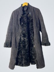Black faux fur lined coat