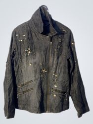 Dark Wash Denim Jacket with Embellishments