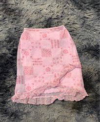 F+F for Girls Pink Floral Patchwork Mesh Mini Skir..