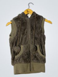 ISMMAKT Brown Faux Fur Hooded Vest