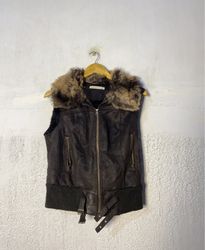 Black Faux Fur Trimmed Vest