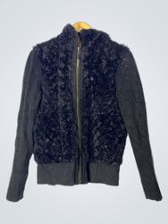 Black Faux Fur and Knit Jacket
