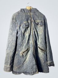 Denim Jacket with Fur Hood
