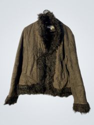 Rcc Brown Faux Fur Trim Jacket
