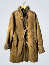 Brown Suede Shearling Coat