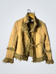 Tan Faux Fur Trimmed Jacket