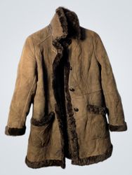 Brown Suede Shearling Lined Coat