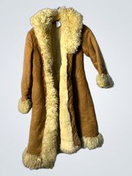 Brown Suede Shearling Lined Coat