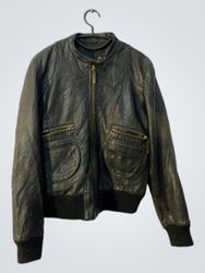 Black Leather Bomber Jacket