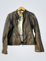 EMMART Women's Brown Leather Jacket