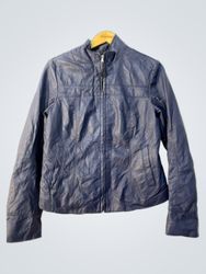 Leather Trend Blue Faux Leather Jacket