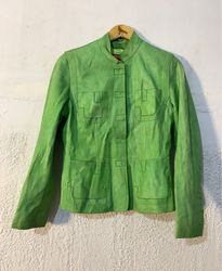 TAILORED green leather jacket