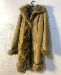 Tan Faux Fur Trimmed Coat