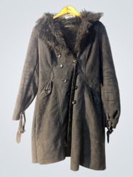MONTO Black Faux Fur Trimmed Coat