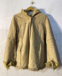 Beige Faux Fur Lined Hooded Jacket