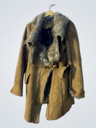 Yessica pure brown faux fur trim coat