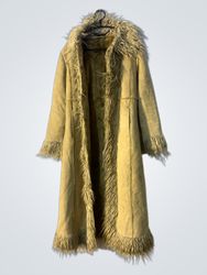 Tan Faux Fur Trimmed Long Coat