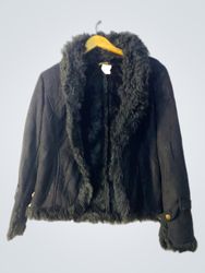 Alora K Black Faux Fur Trim Jacket