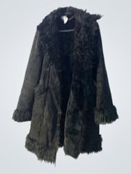 ANQI Faux Fur Trimmed Coat