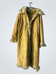 Big Boss Faux Fur Lined Suede Trench Coat