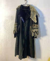 Long Black Coat with Fur Trim