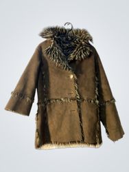 Brown Faux Fur Trimmed Coat