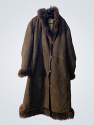Brown Suede and Fur Coat