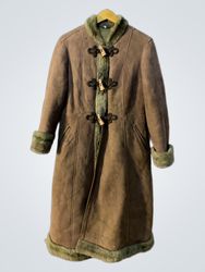 Brown Suede Coat with Toggle Closures