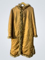 Brown Faux Fur Trimmed Hooded Coat