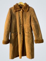 TRENDOMODA Italy Suede and Fur Trimmed Coat