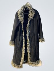 BIGBOSS Black Faux Suede Fur Trimmed Coat