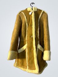 Brown Suede Sheepskin Coat with Hood