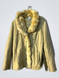 Beige Jacket with Fur Collar