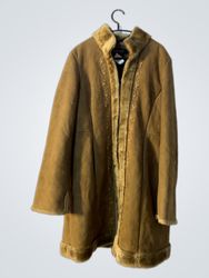 Brown Faux Suede & Fur Trim Coat