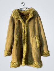 Brown faux fur trimmed coat
