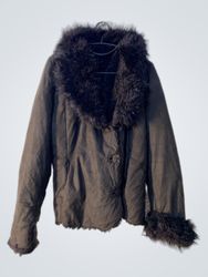 Brown Faux Fur Trimmed Jacket