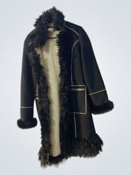 Black Faux Fur Trimmed Coat
