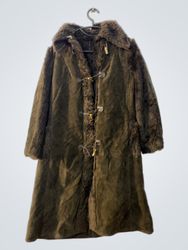 Brown Suede and Fur Trimmed Coat