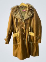 chic & Jeune Brown Faux Fur Trimmed Coat
