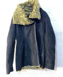 Black Suede Jacket with Fur Collar